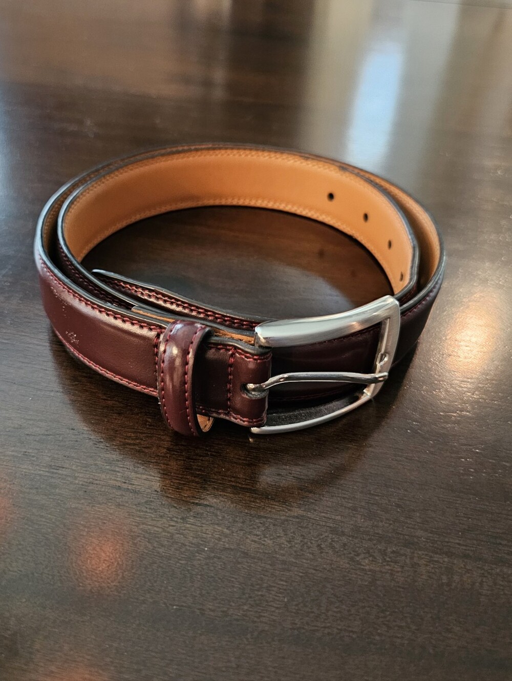 Brooks Brothers Bergundy Leather Dress Belt Size 34